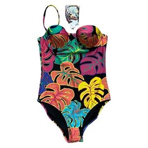 J. Crew One Piece Swimsuit Tropical Print Size Small